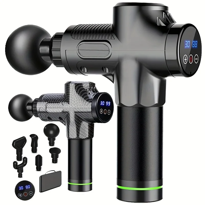 pulserelief-pro-30-speed-deep-tissue-massage-gun PulseRelief Pro 30-speed deep tissue massage gun with LCD display and four massage heads