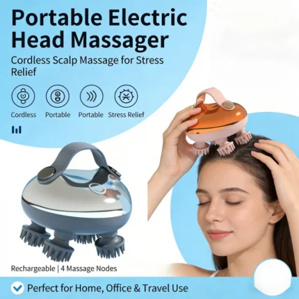 ScalpRelax Pro cordless electric scalp massager with four rotating massage nodes