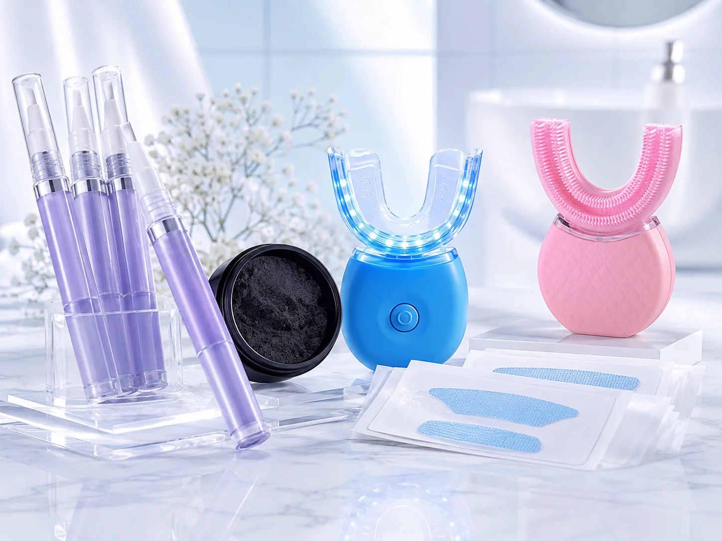 Flowressa teeth whitening products and devices