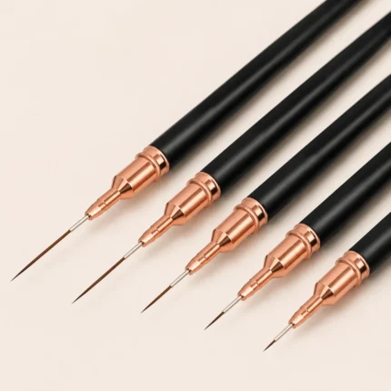 LineCraft Pro five-piece nail art liner brush set with ultra-fine precision bristles