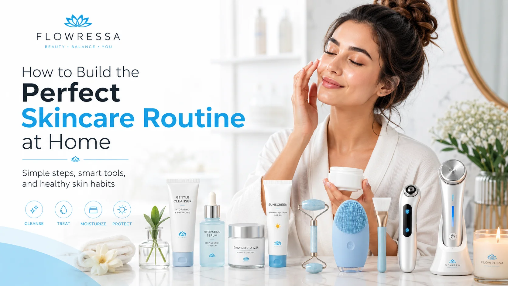 Perfect skincare routine at home with skincare tools