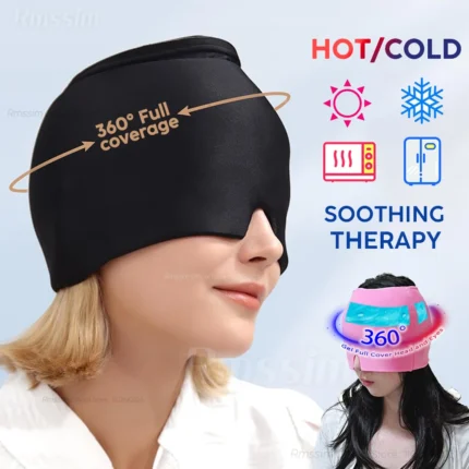 Cooling Migraine Relief Hat reusable hot and cold gel head wrap by Flowressa